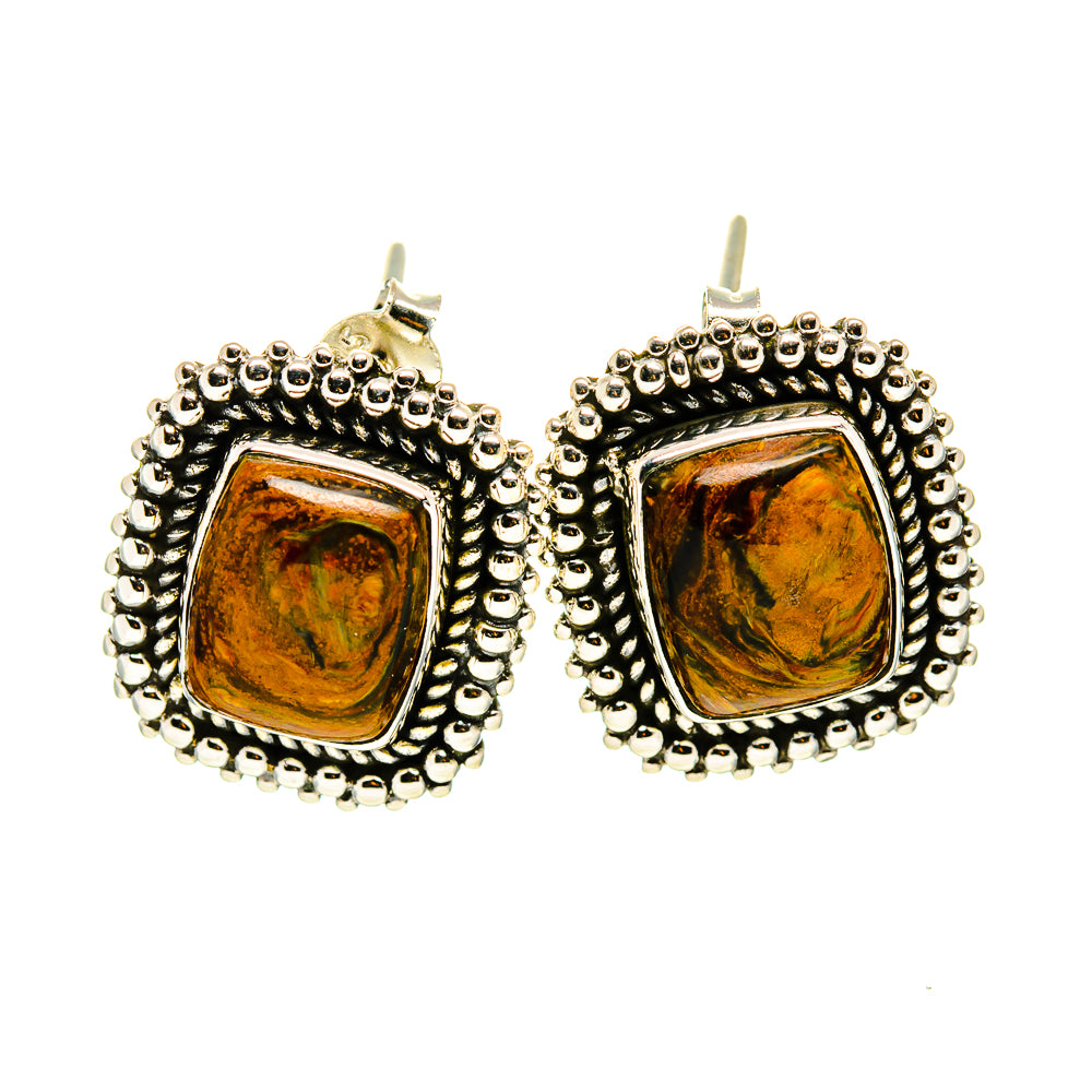 Golden Pietersite Earrings handcrafted by Ana Silver Co - EARR410875