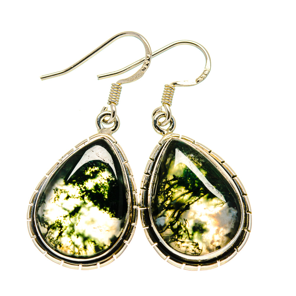 Green Moss Agate Earrings handcrafted by Ana Silver Co - EARR410964