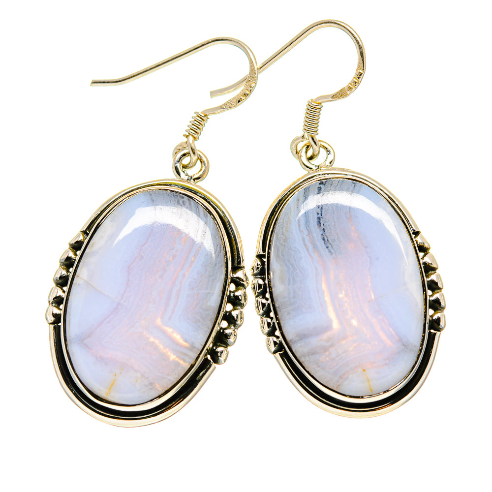Blue Lace Agate Earrings handcrafted by Ana Silver Co - EARR411117