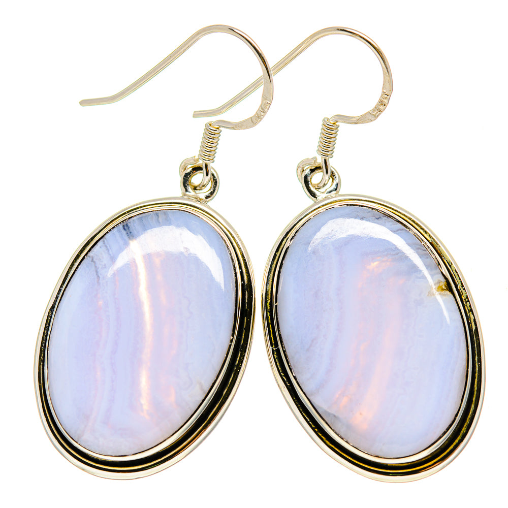Blue Lace Agate Earrings handcrafted by Ana Silver Co - EARR412025