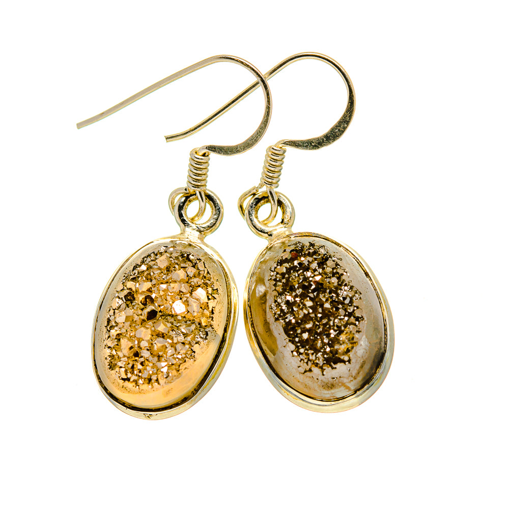 Pyrite Druzy Earrings handcrafted by Ana Silver Co - EARR412323
