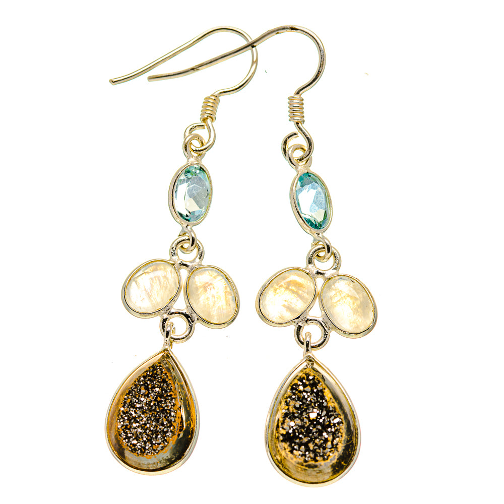 Spectro Pyrite Druzy Earrings handcrafted by Ana Silver Co - EARR412723