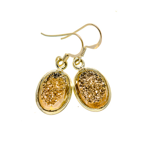 Spectro Pyrite Druzy Earrings handcrafted by Ana Silver Co - EARR412810