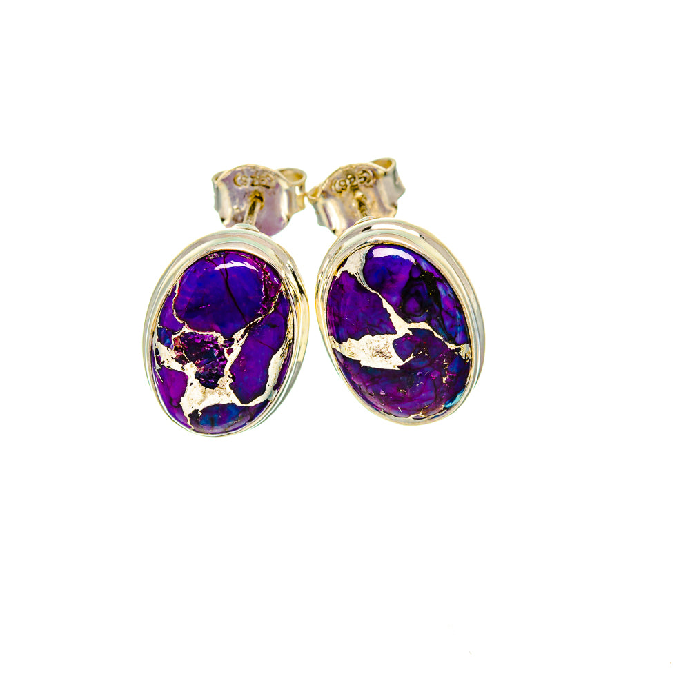 Purple Copper Composite Turquoise Earrings handcrafted by Ana Silver Co - EARR412856