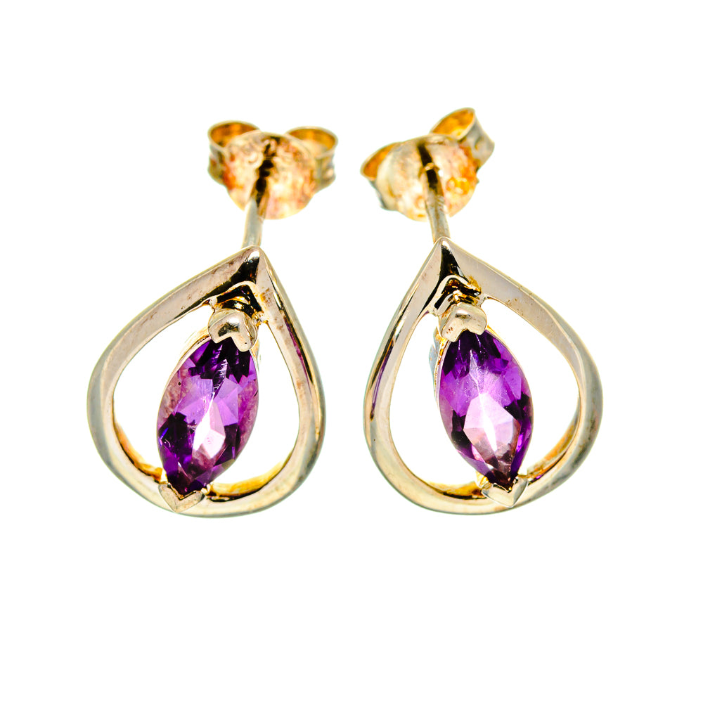 925 sterling silver amethyst drop earrings with faceted purple teardrop stones
