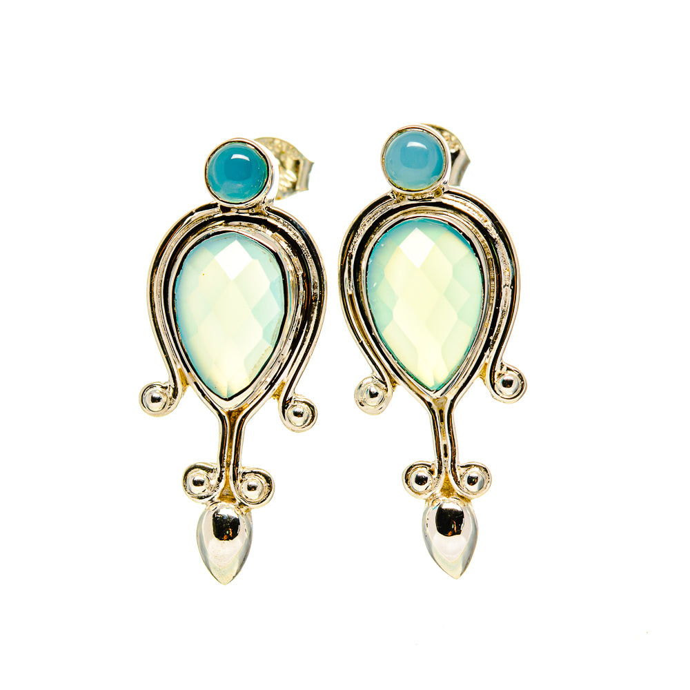 Aqua Chalcedony Earrings handcrafted by Ana Silver Co - EARR413110