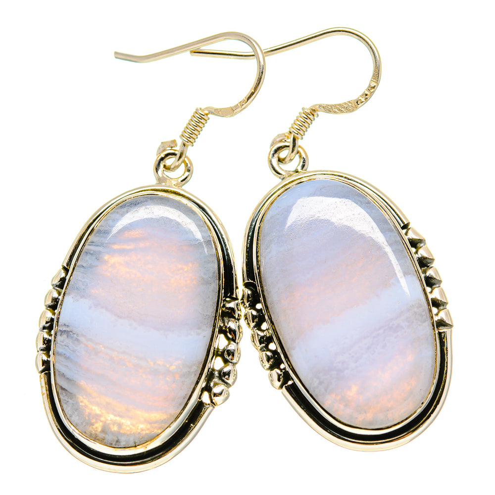 Blue Lace Agate Earrings handcrafted by Ana Silver Co - EARR413252
