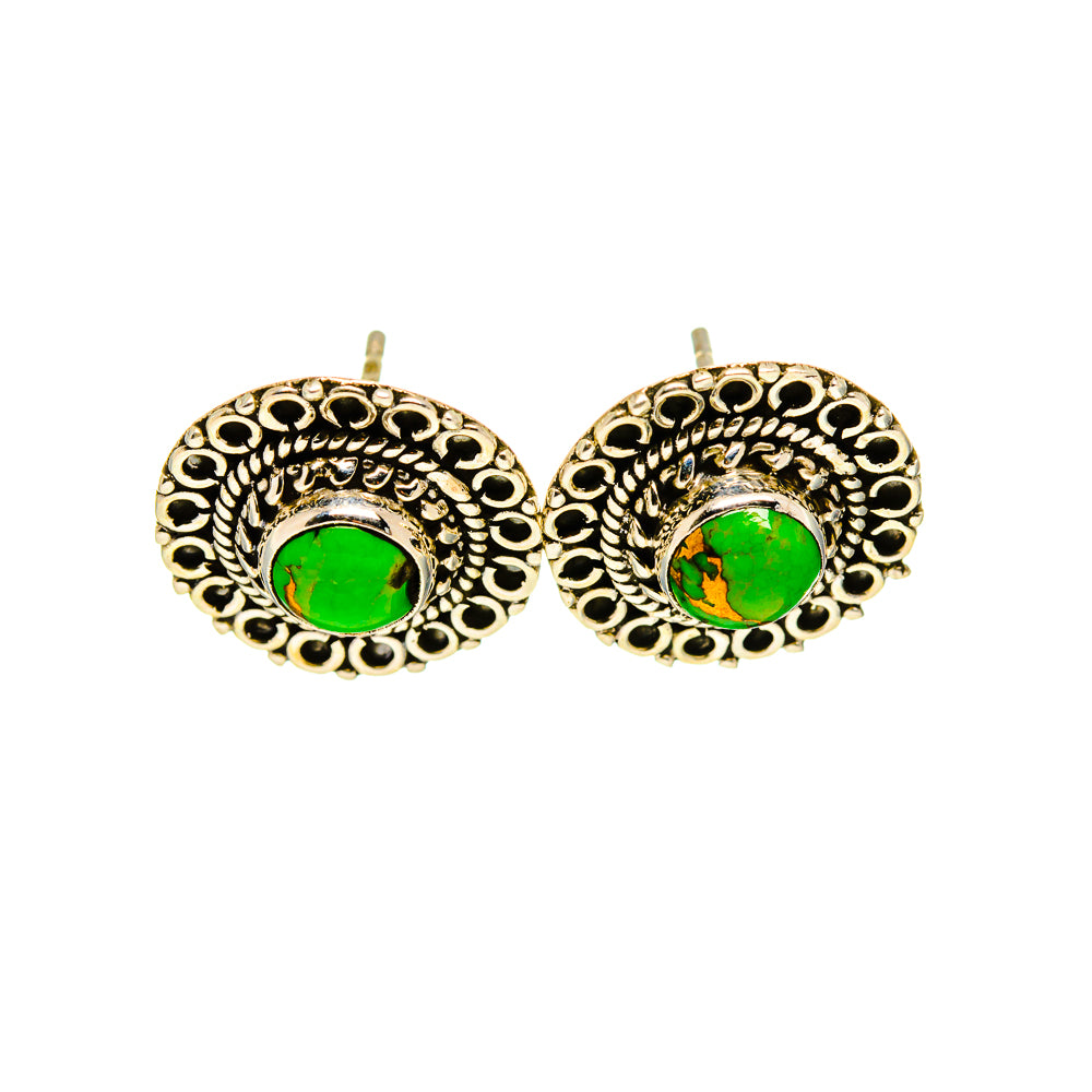 Green Copper Composite Turquoise Earrings handcrafted by Ana Silver Co - EARR413346