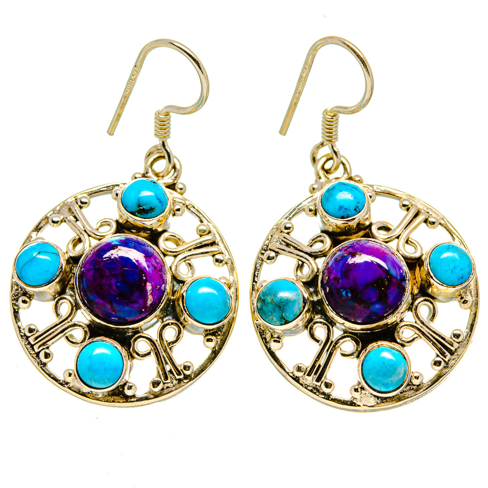 Purple Copper Composite Turquoise, Tibetan Turquoise Earrings handcrafted by Ana Silver Co - EARR413613