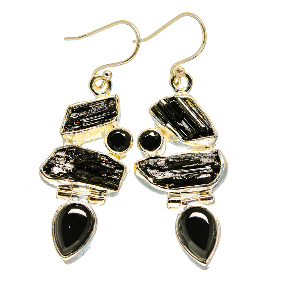 Black Onyx, Black Tourmaline Earrings handcrafted by Ana Silver Co - EARR413653