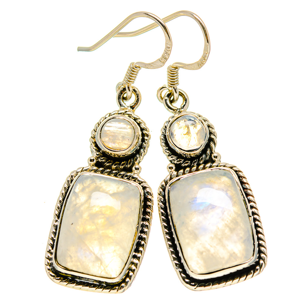 Rainbow Moonstone Earrings handcrafted by Ana Silver Co - EARR413702