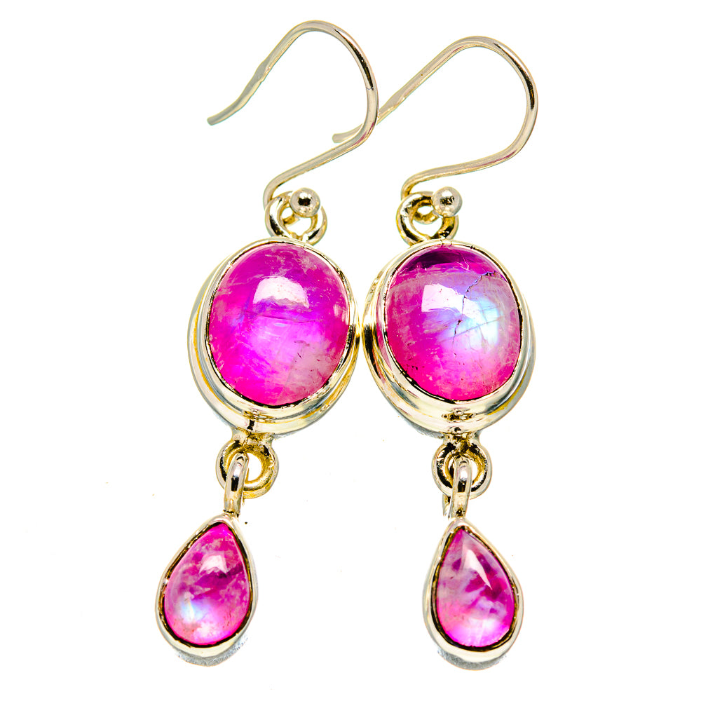 Pink Moonstone Earrings handcrafted by Ana Silver Co - EARR413715