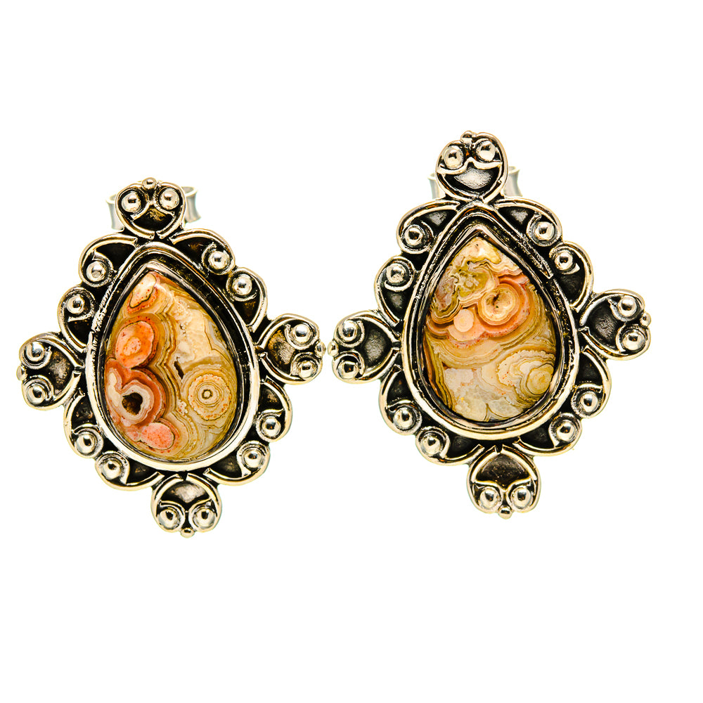 Laguna Lace Agate Earrings handcrafted by Ana Silver Co - EARR413737