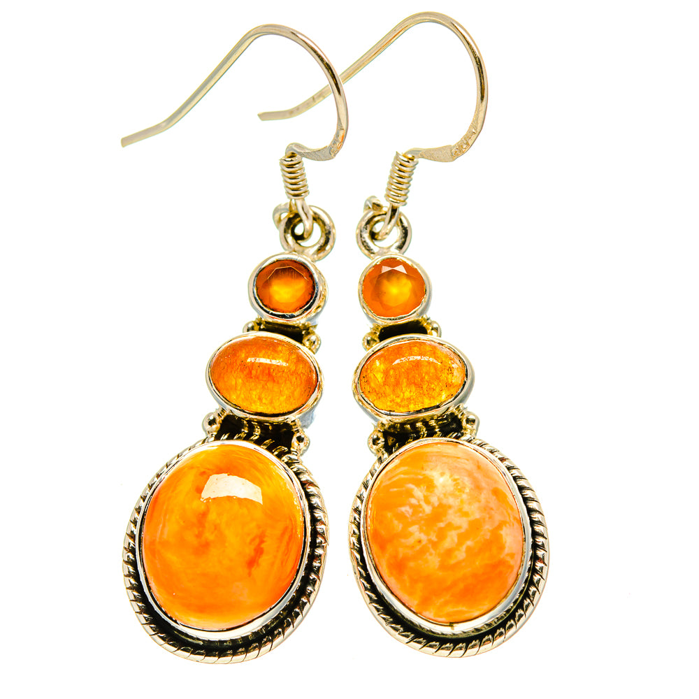 Mexican Fire Opal Earrings handcrafted by Ana Silver Co - EARR413858