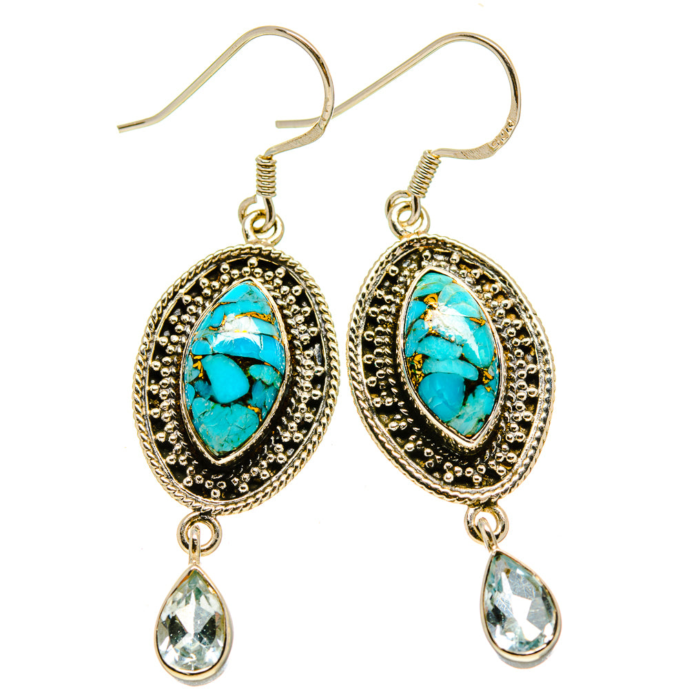 Blue Copper Composite Turquoise Earrings handcrafted by Ana Silver Co - EARR413872