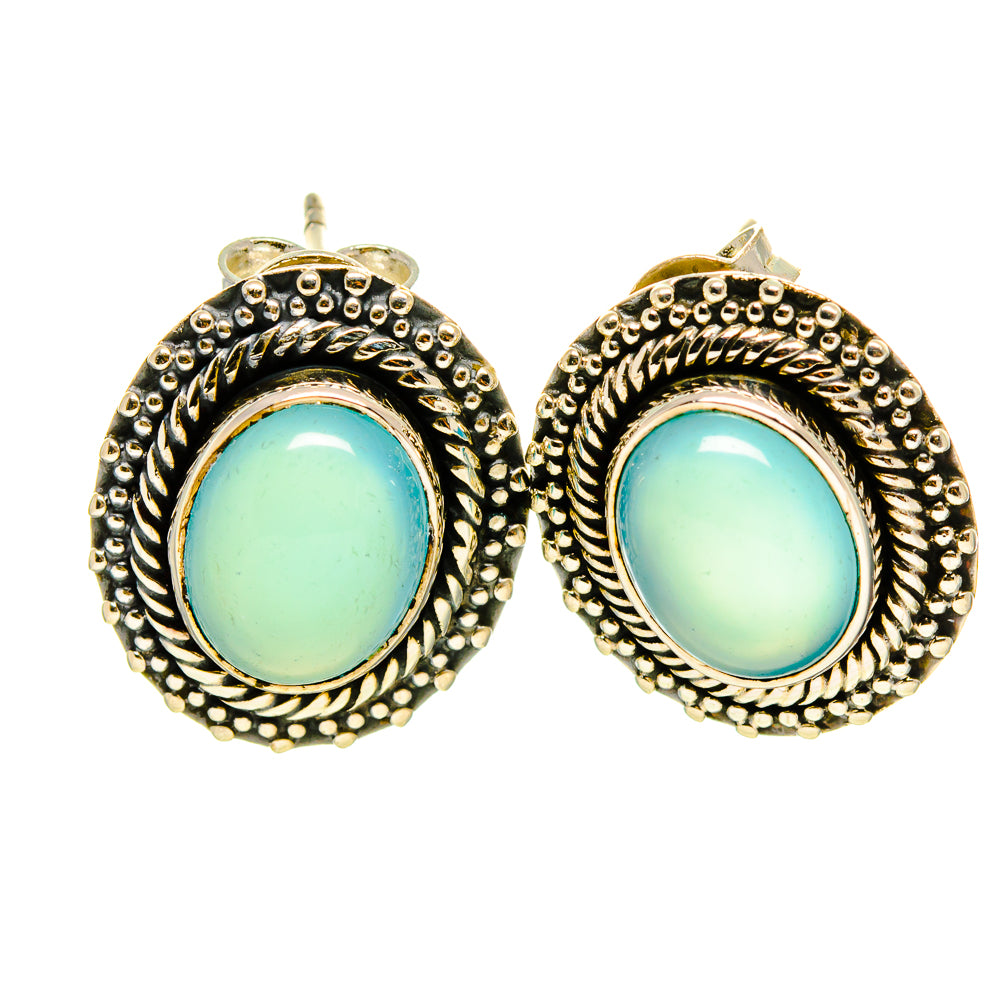 Aqua Chalcedony Earrings handcrafted by Ana Silver Co - EARR413889