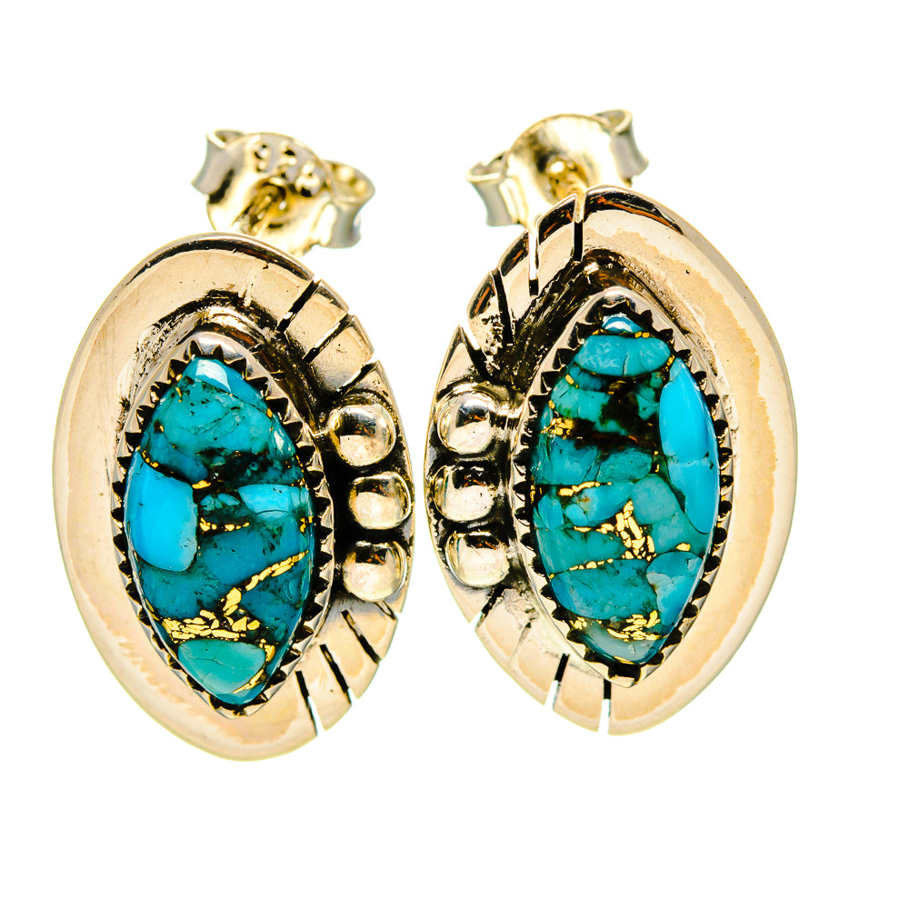 Blue Copper Composite Turquoise Earrings handcrafted by Ana Silver Co - EARR413893