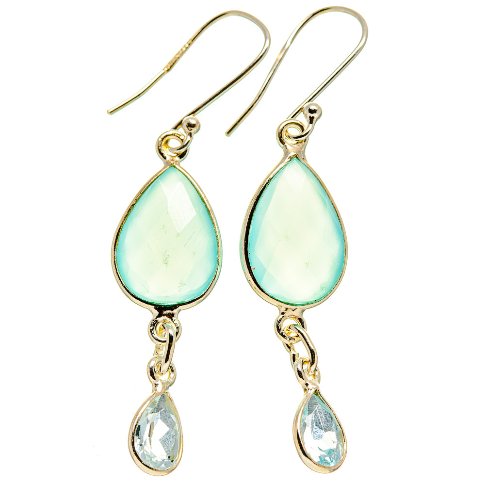 Aqua Chalcedony Earrings handcrafted by Ana Silver Co - EARR414008