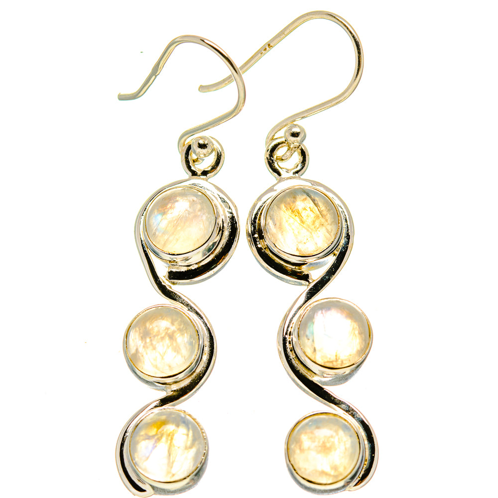 Rainbow Moonstone Earrings handcrafted by Ana Silver Co - EARR414036