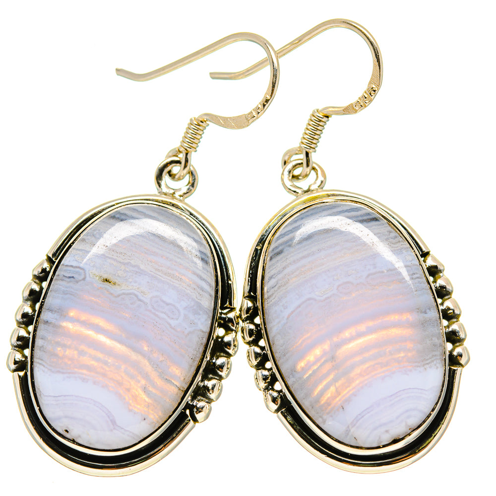 Blue Lace Agate Earrings handcrafted by Ana Silver Co - EARR414042