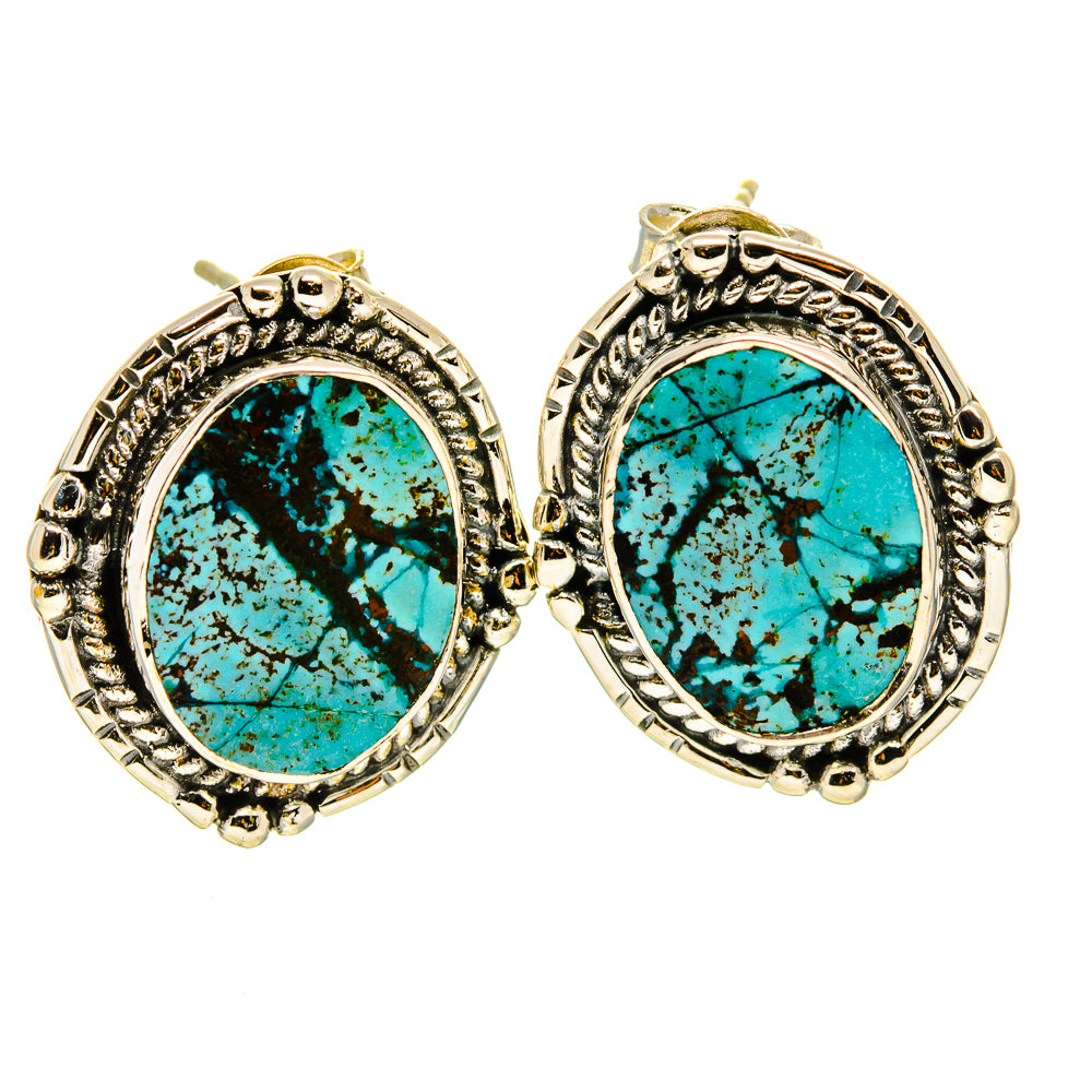 Tibetan Turquoise Earrings handcrafted by Ana Silver Co - EARR414202