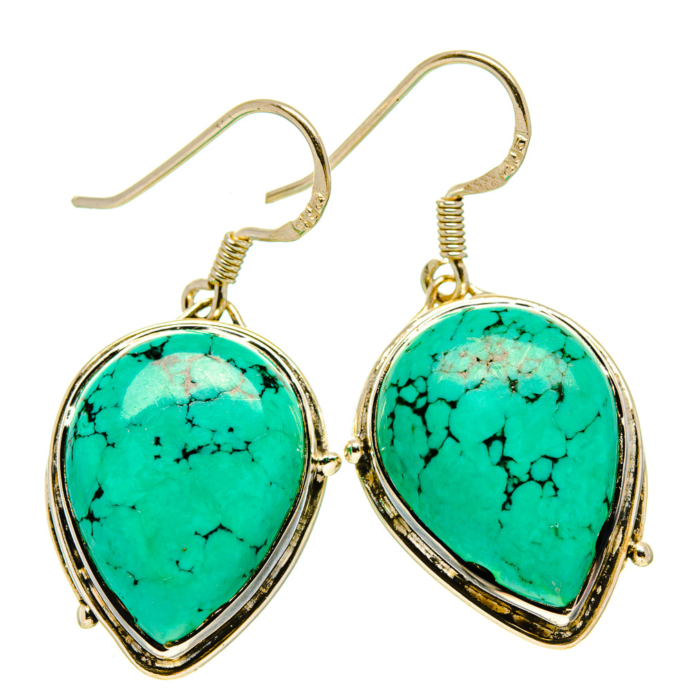 Tibetan Turquoise Earrings handcrafted by Ana Silver Co - EARR414244