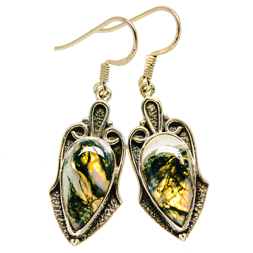 Green Moss Agate Earrings handcrafted by Ana Silver Co - EARR414256