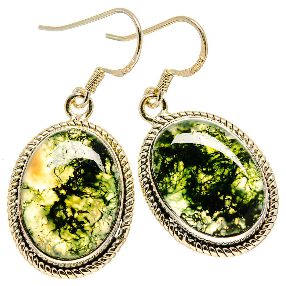 Green Moss Agate Earrings handcrafted by Ana Silver Co - EARR414331