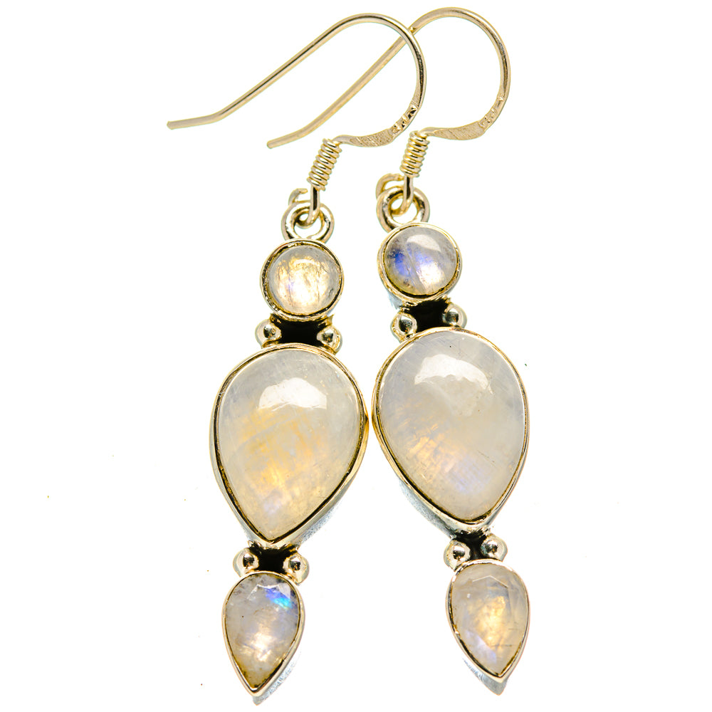 Rainbow Moonstone Earrings handcrafted by Ana Silver Co - EARR414350