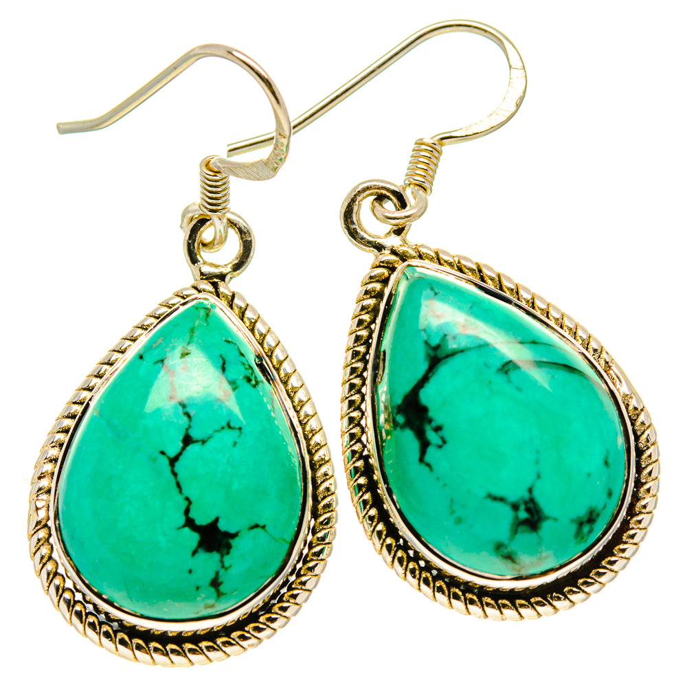 Tibetan Turquoise Earrings handcrafted by Ana Silver Co - EARR414351