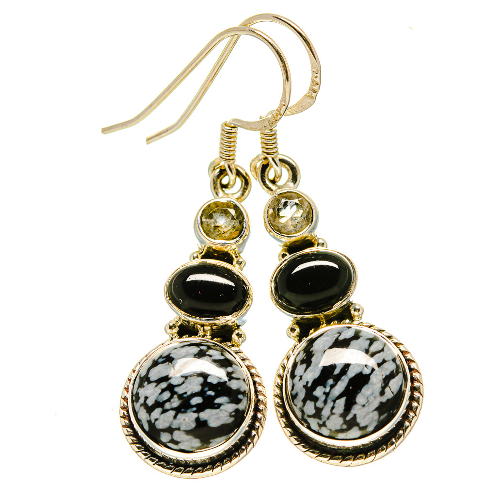 Snowflake Obsidian Earrings handcrafted by Ana Silver Co - EARR414474