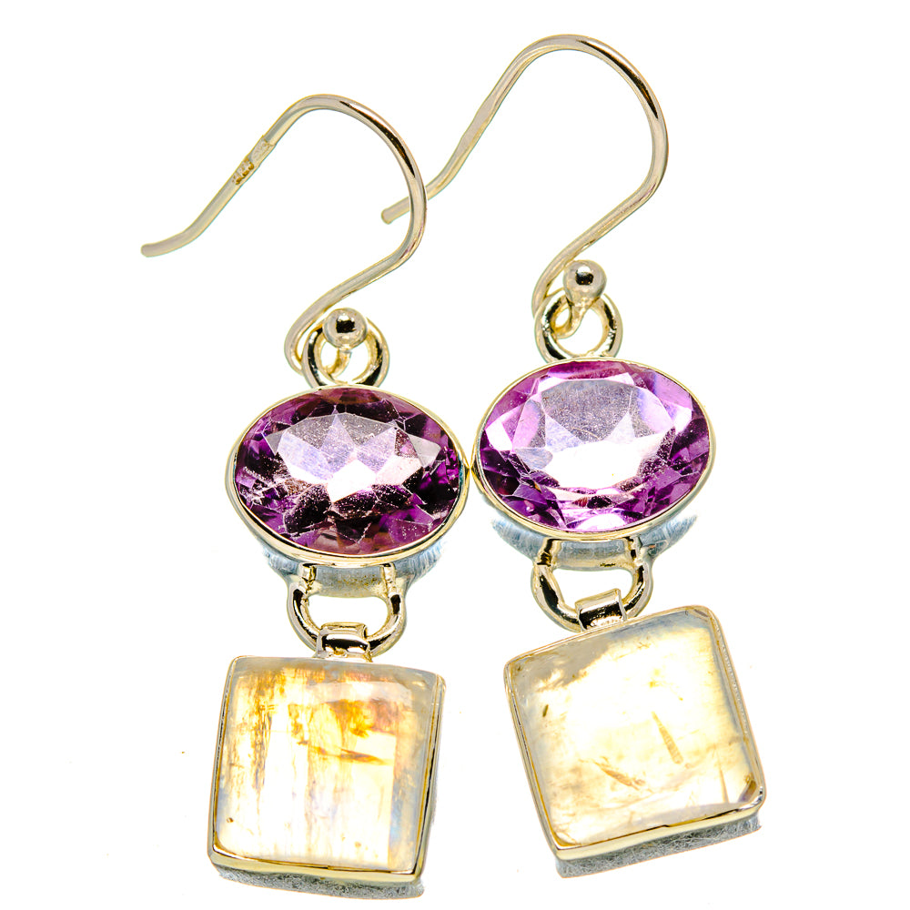 Rainbow Moonstone Earrings handcrafted by Ana Silver Co - EARR414552