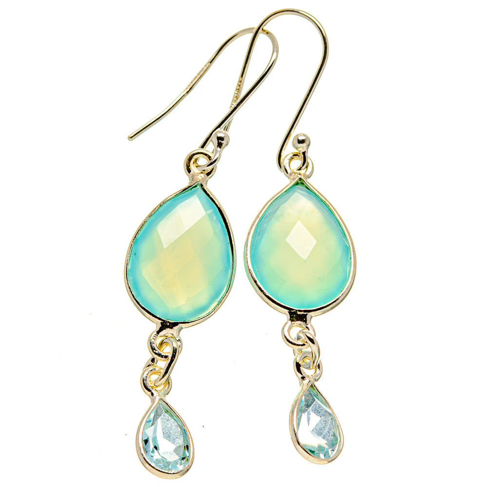 Aqua Chalcedony Earrings handcrafted by Ana Silver Co - EARR414556