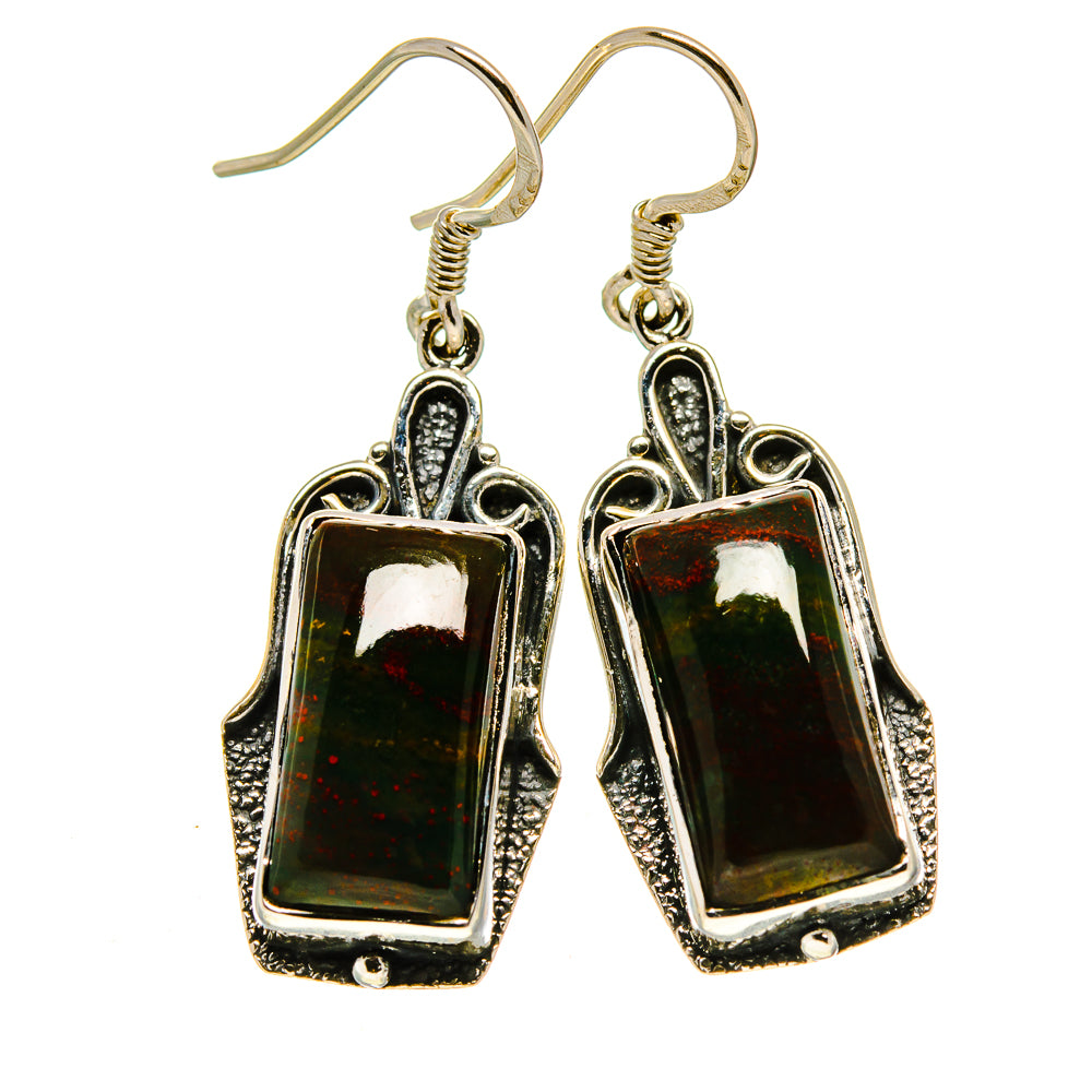 Bloodstone Earrings handcrafted by Ana Silver Co - EARR414564