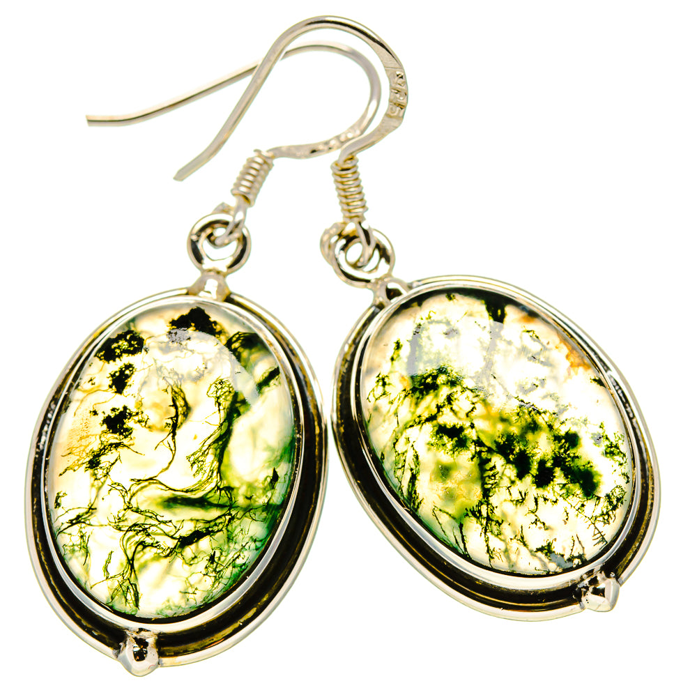 Green Moss Agate Earrings handcrafted by Ana Silver Co - EARR414578