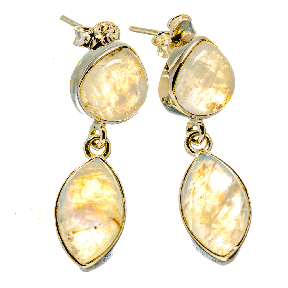 Rainbow Moonstone Earrings handcrafted by Ana Silver Co - EARR414599