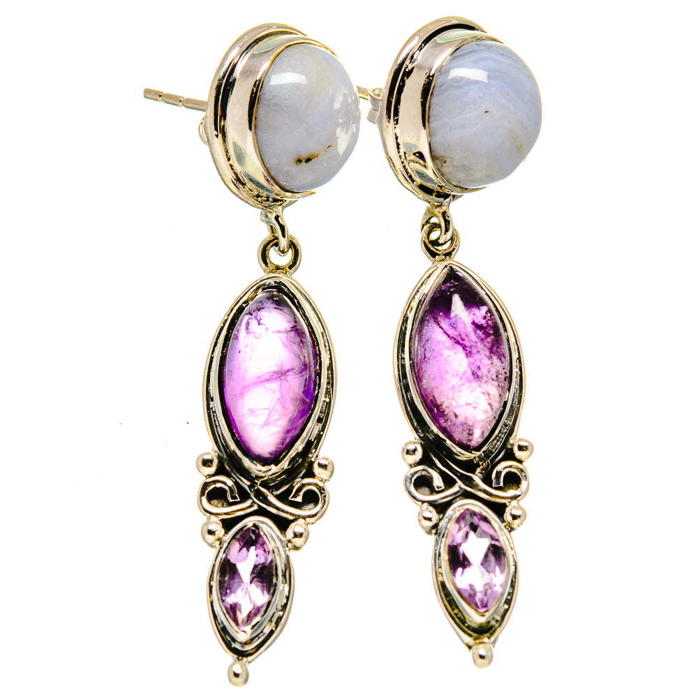 Blue Lace Agate Earrings handcrafted by Ana Silver Co - EARR414691