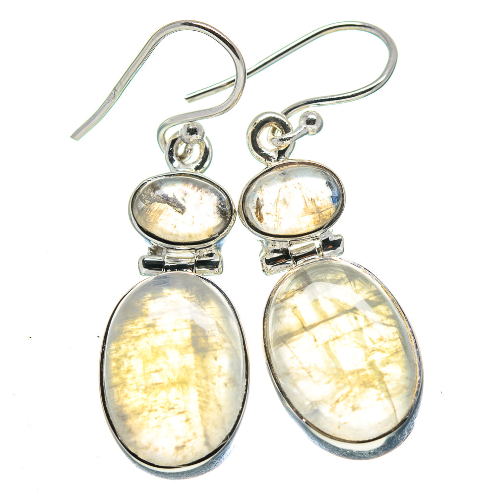 Rainbow Moonstone Earrings handcrafted by Ana Silver Co - EARR414711