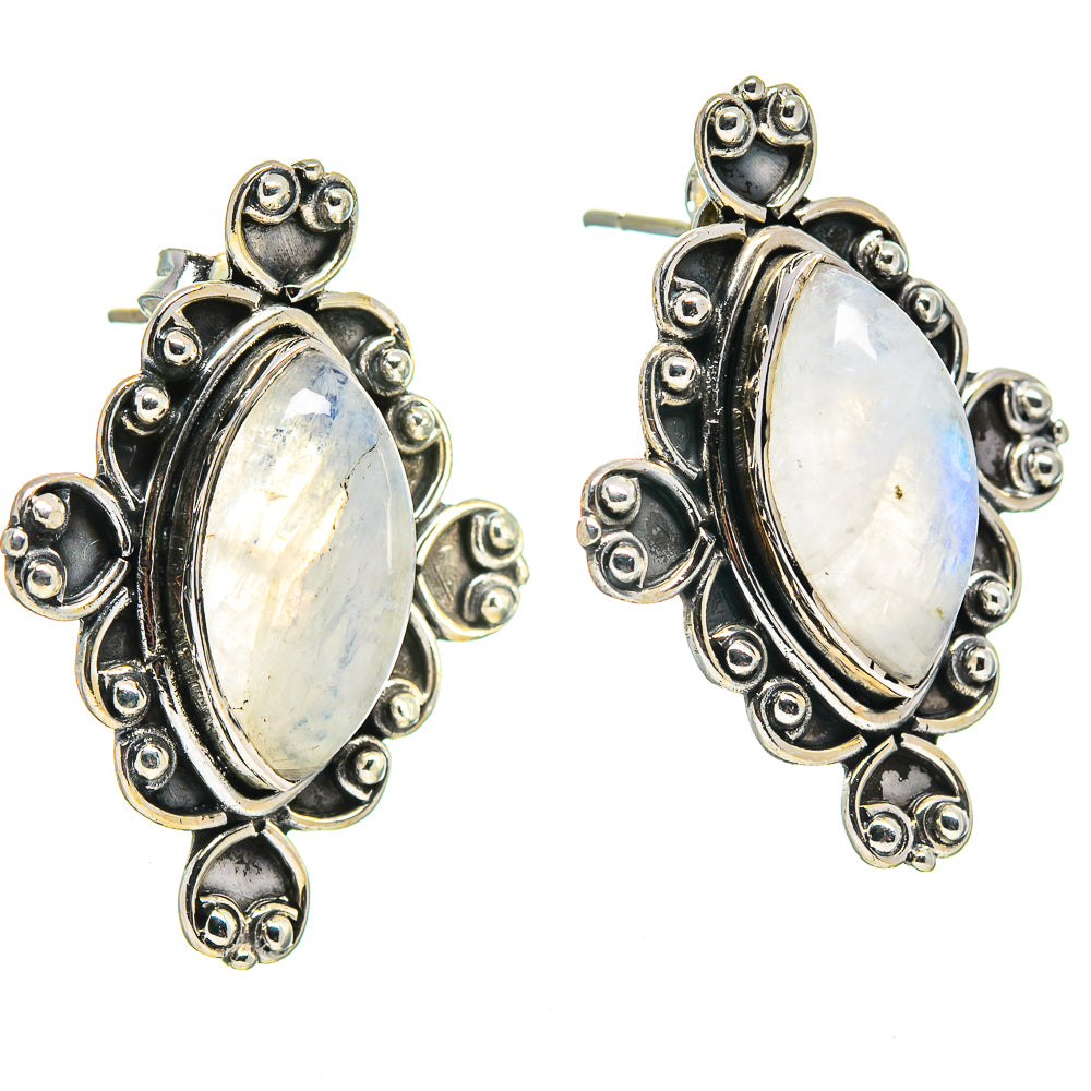 Rainbow Moonstone Earrings handcrafted by Ana Silver Co - EARR414765