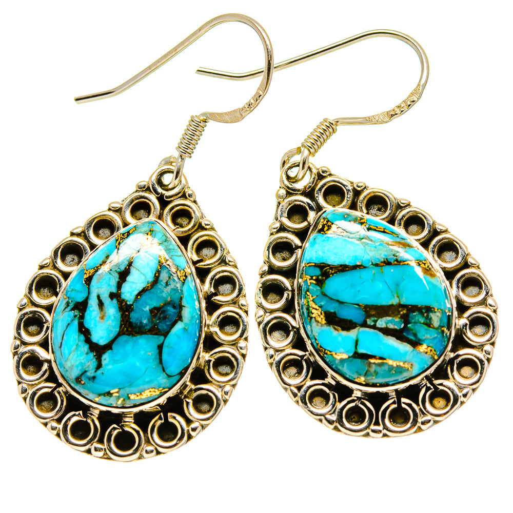 Blue Copper Composite Turquoise Earrings handcrafted by Ana Silver Co - EARR414836