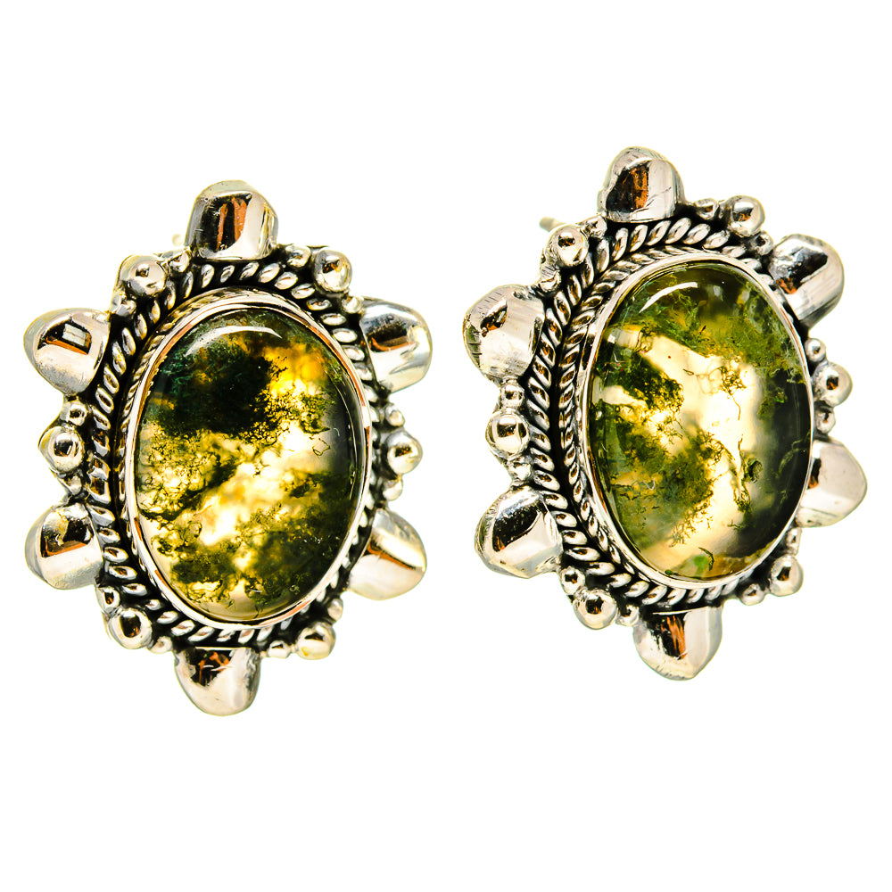 Green Moss Agate Earrings handcrafted by Ana Silver Co - EARR414860