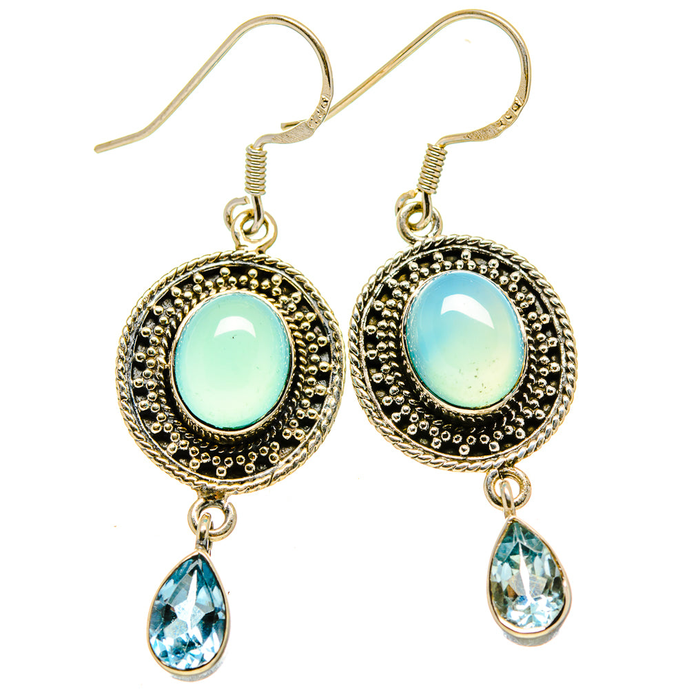 Aqua Chalcedony Earrings handcrafted by Ana Silver Co - EARR414909