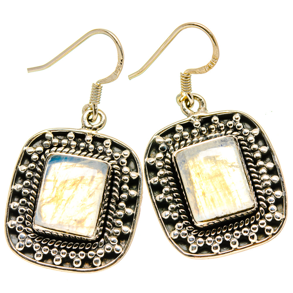 Rainbow Moonstone Earrings handcrafted by Ana Silver Co - EARR415040