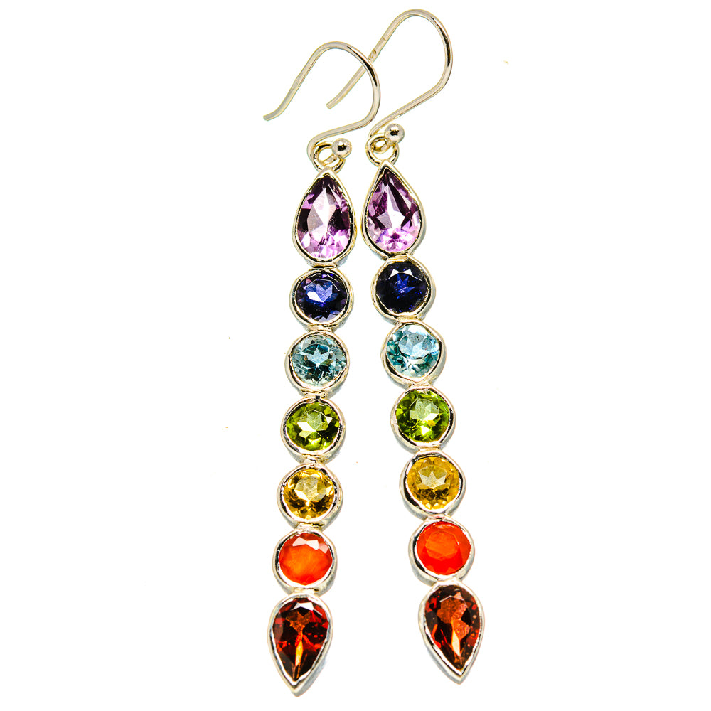 Multi-Stone Chakra Earrings handcrafted by Ana Silver Co - EARR415173