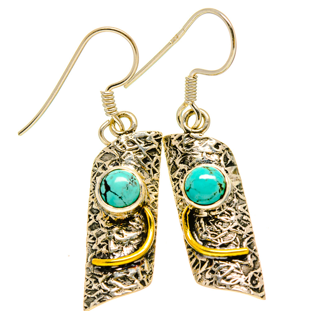 Tibetan Turquoise Earrings handcrafted by Ana Silver Co - EARR415205