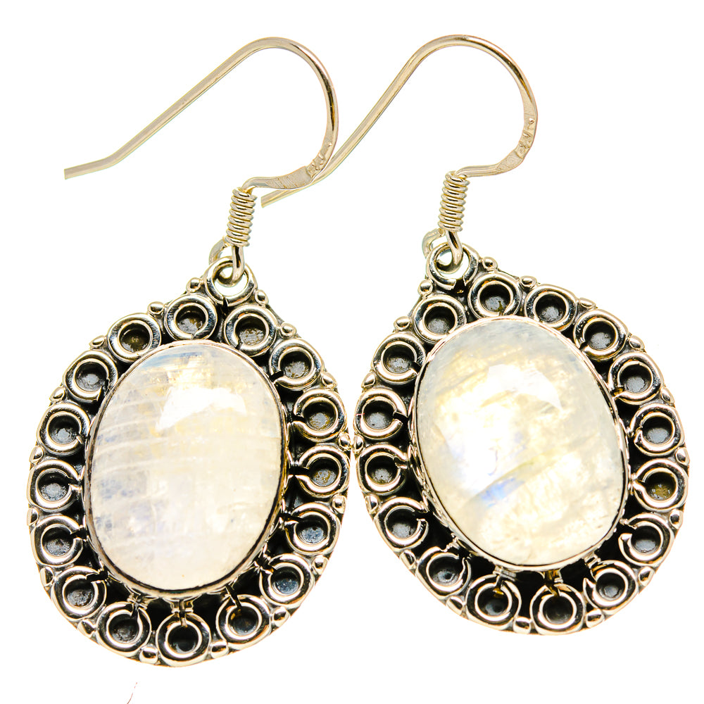 Rainbow Moonstone Earrings handcrafted by Ana Silver Co - EARR415218