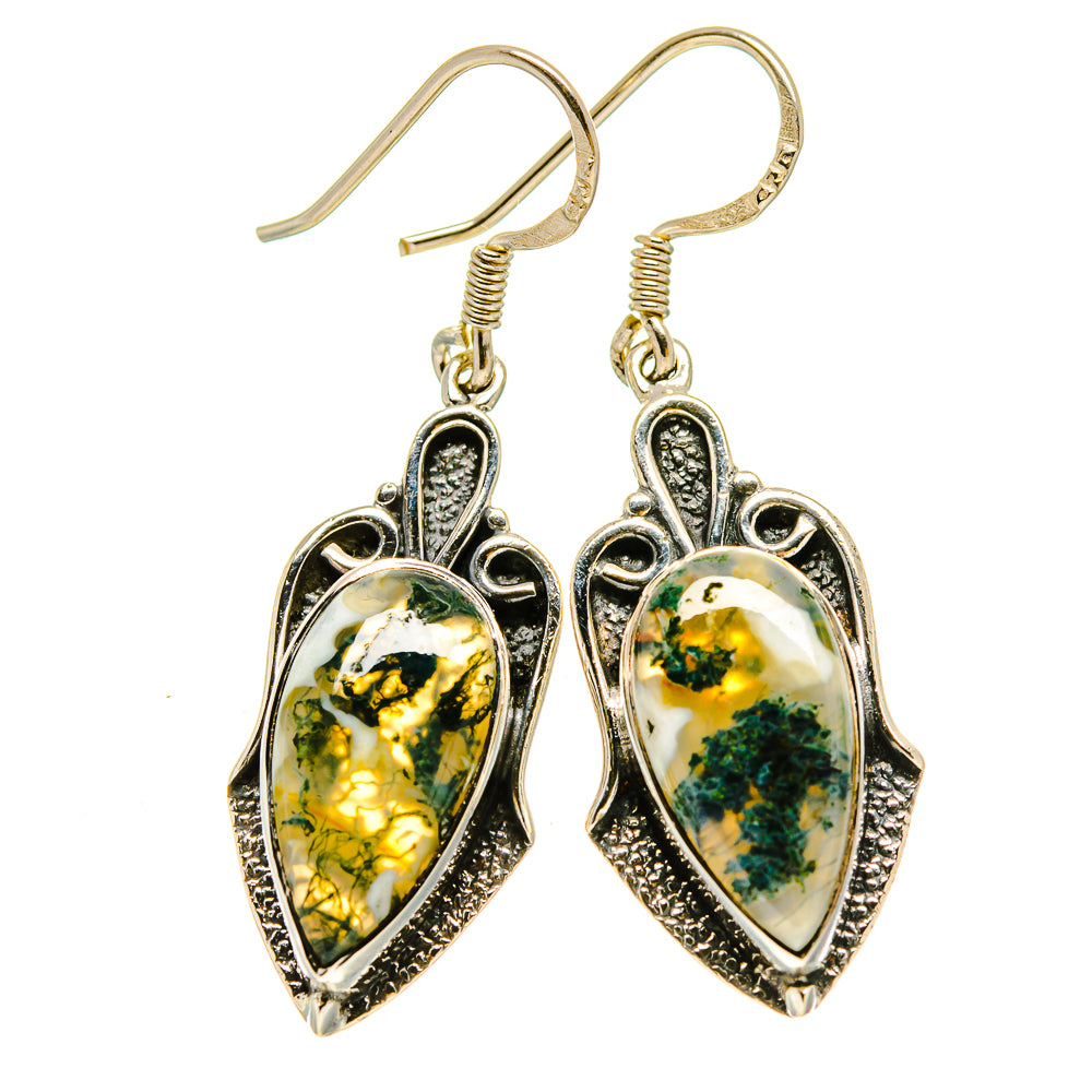 Green Moss Agate Earrings handcrafted by Ana Silver Co - EARR415243