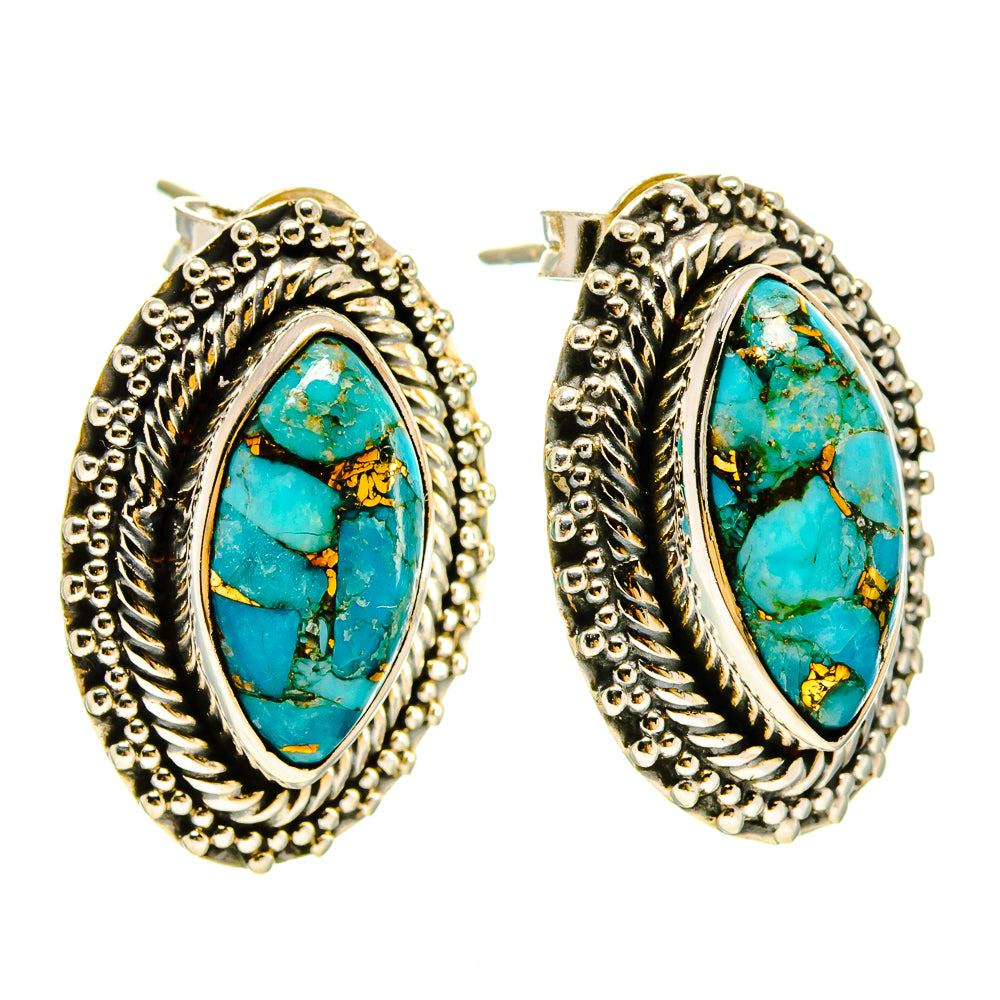 Blue Copper Composite Turquoise Earrings handcrafted by Ana Silver Co - EARR415253
