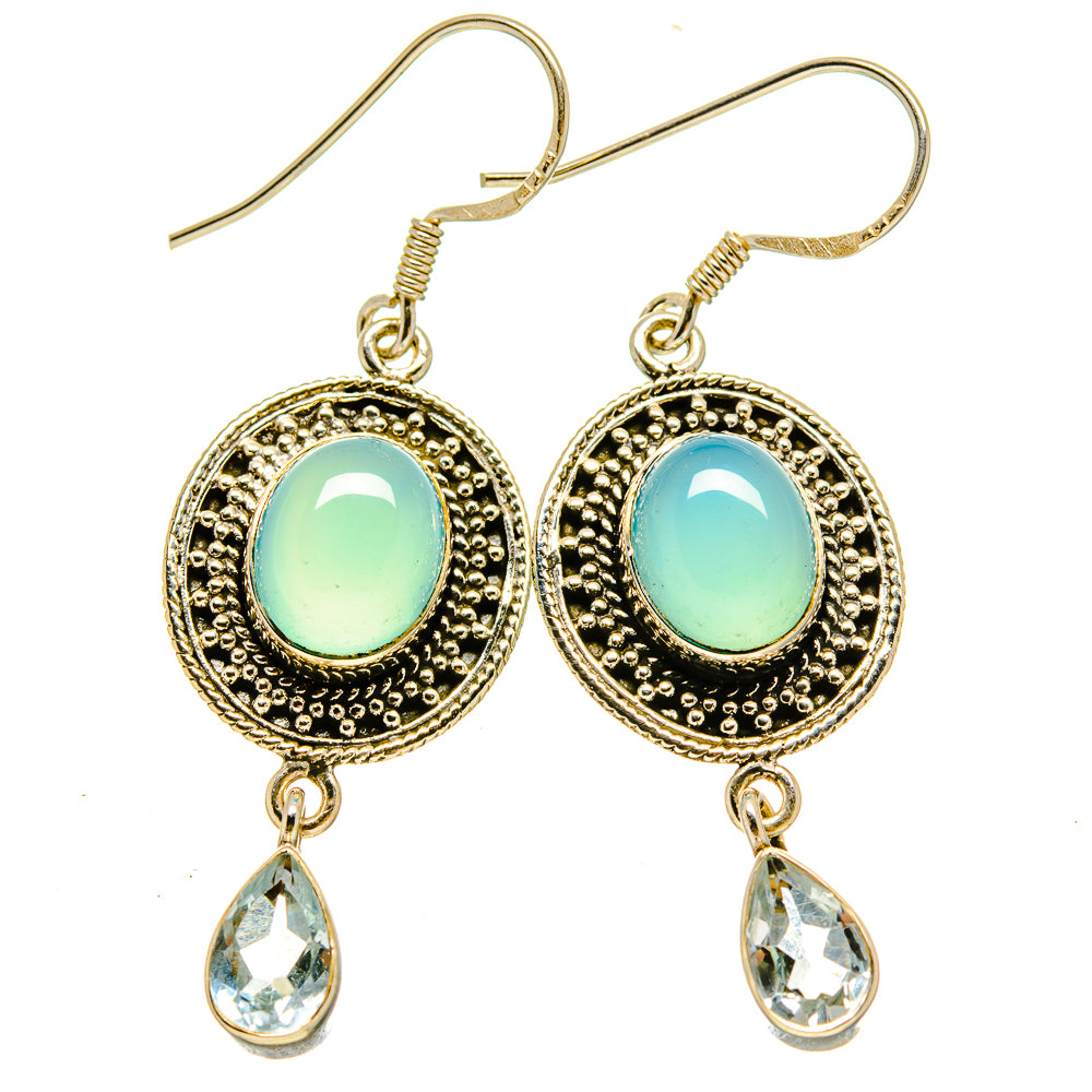 Aqua Chalcedony Earrings handcrafted by Ana Silver Co - EARR415289