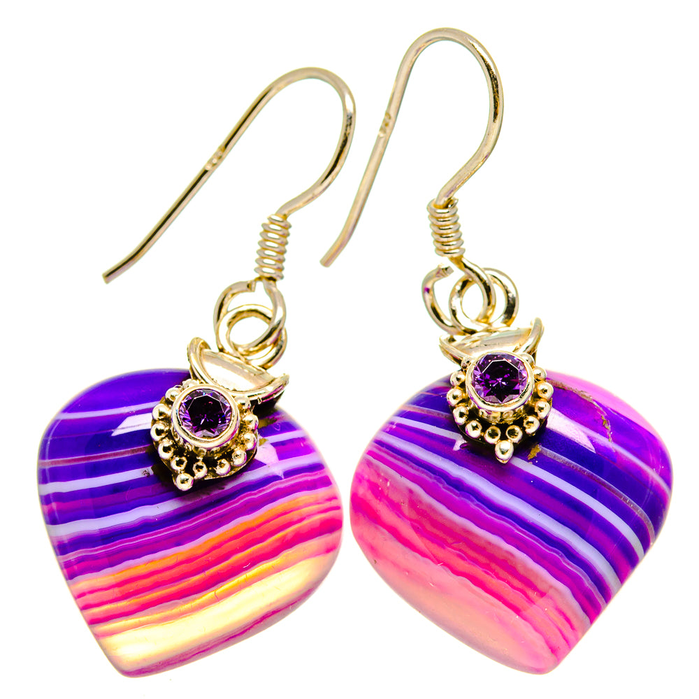 Purple Botswana Agate Earrings handcrafted by Ana Silver Co - EARR415305